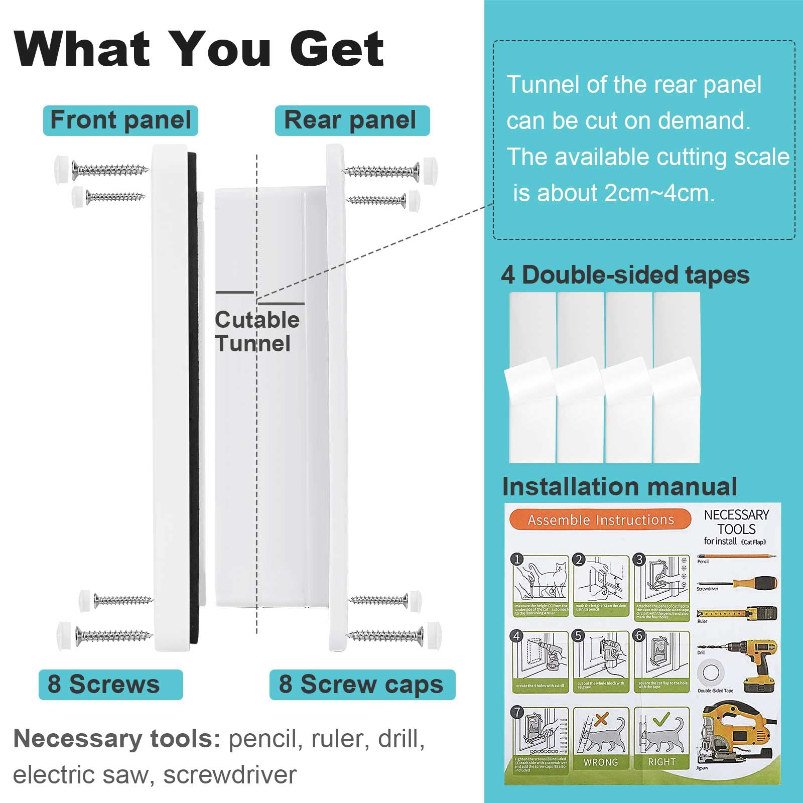 Lessmon cat door-weatherproof-seal illustrates sealing strip to minimize drafts and smells.