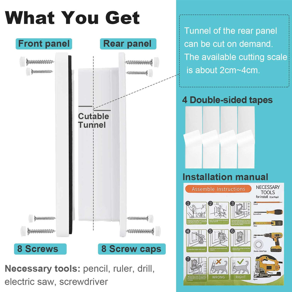 Lessmon cat door-weatherproof-seal illustrates sealing strip to minimize drafts and smells.