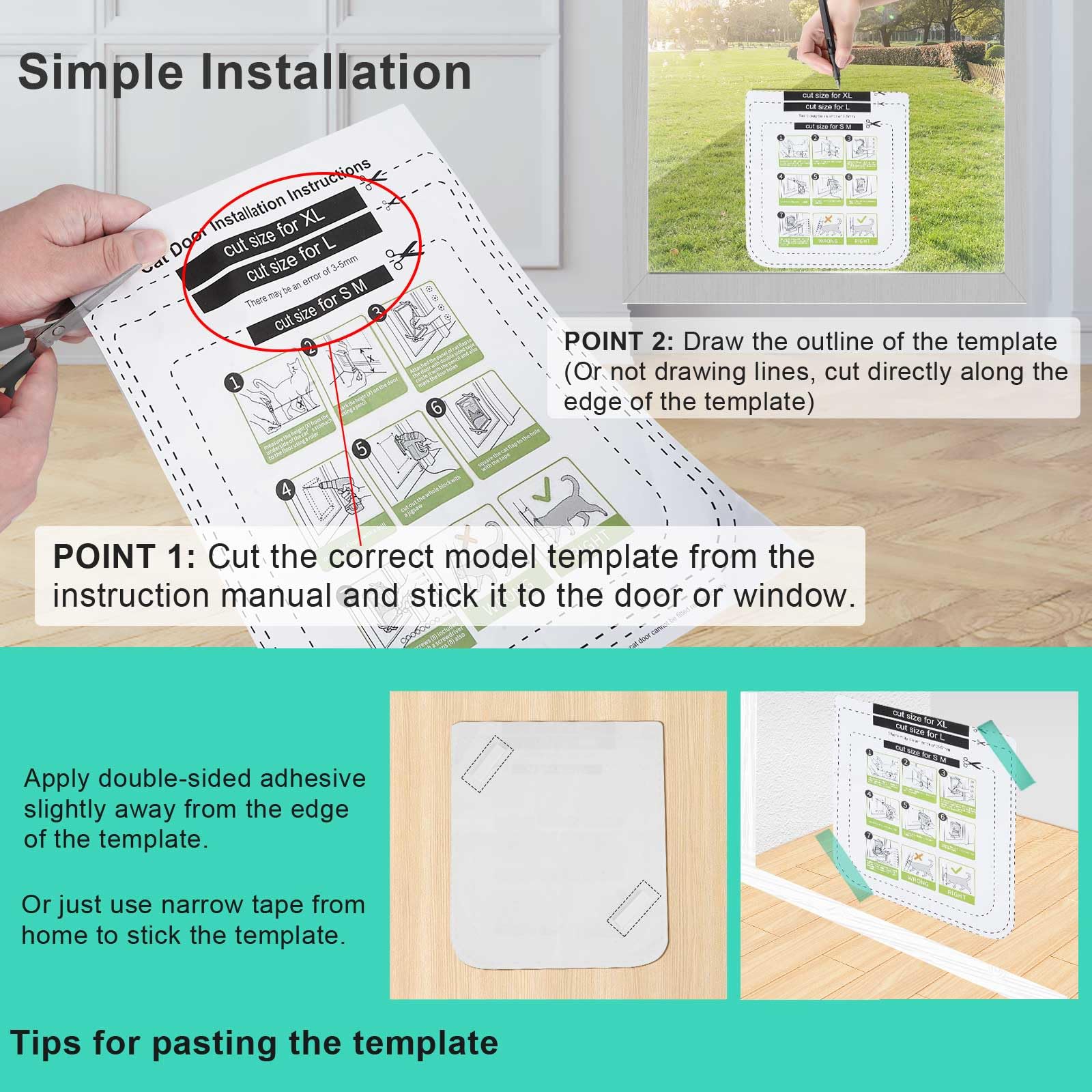 Lessmon Thin Cat Door in-use demonstrates quiet, pet-friendly access through a window or door.
