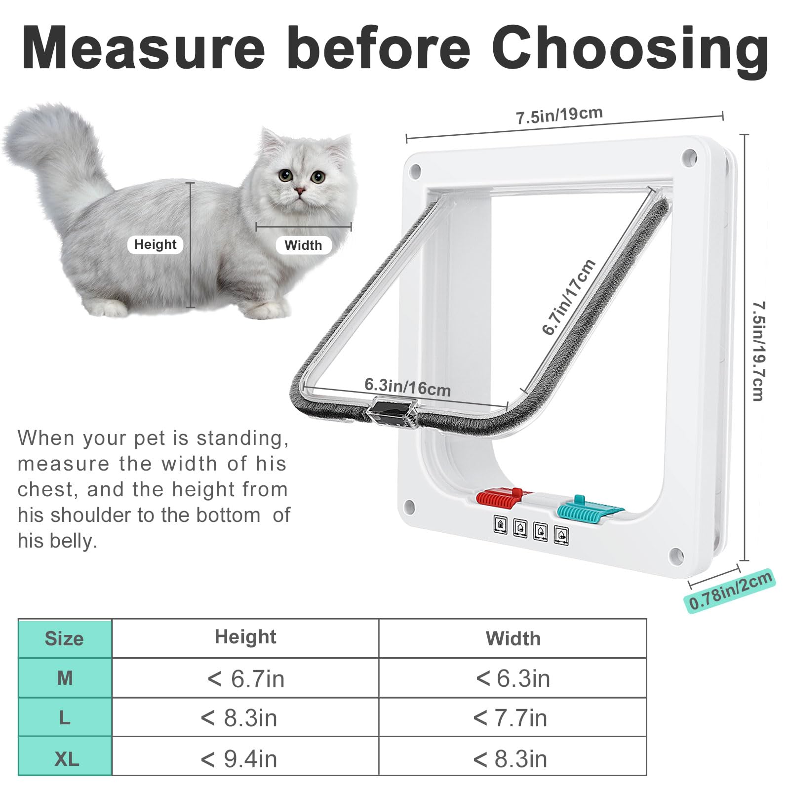Lessmon Thin Cat Door panel closeup highlights durable ABS construction and slim profile.
