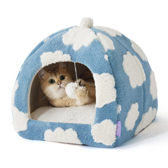 LE SURE 2in1 cat cave blue offers a cozy hideaway for kittens and small cats.