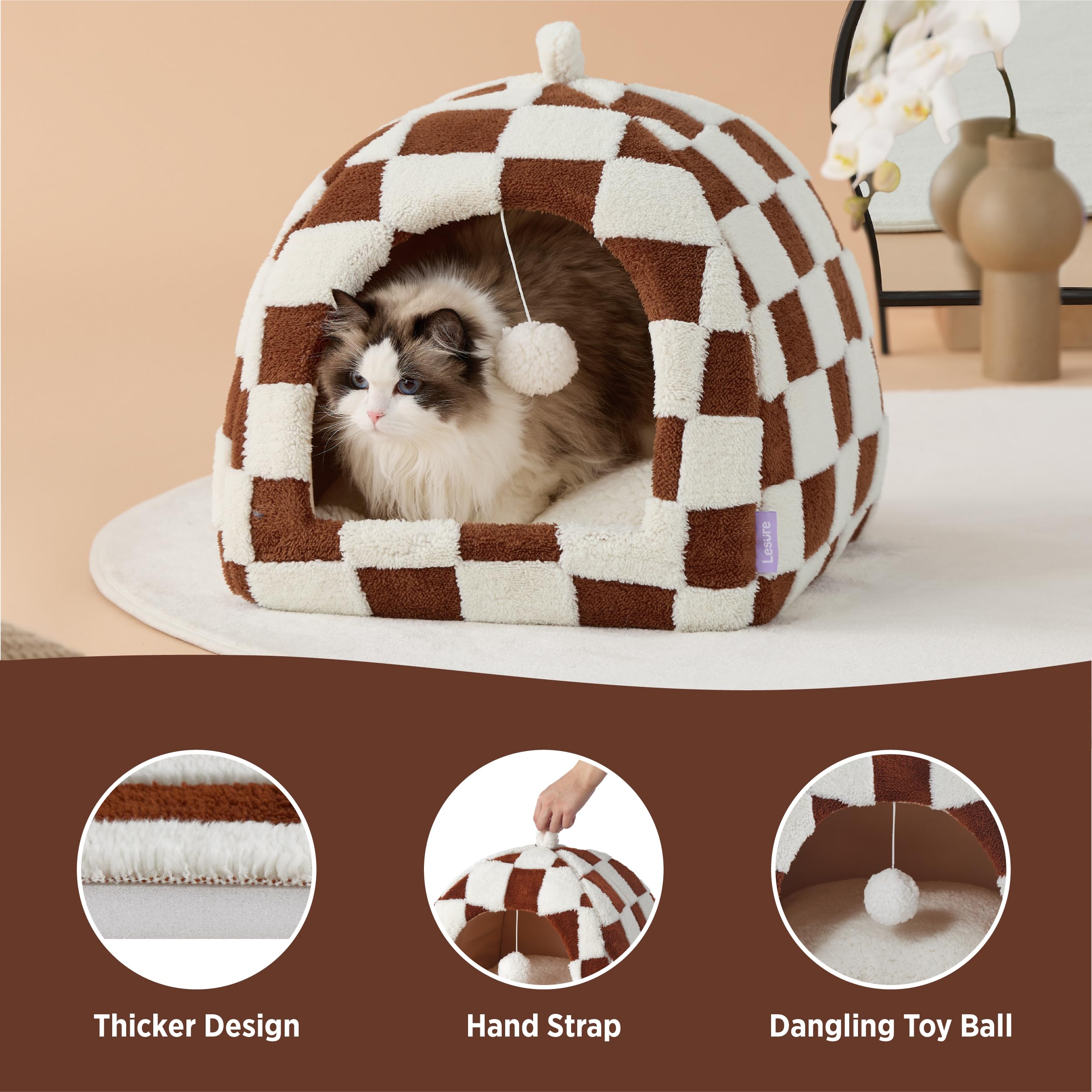 LE SURE Lesure portable cat bed with hand strap for quick room-to-room comfort.