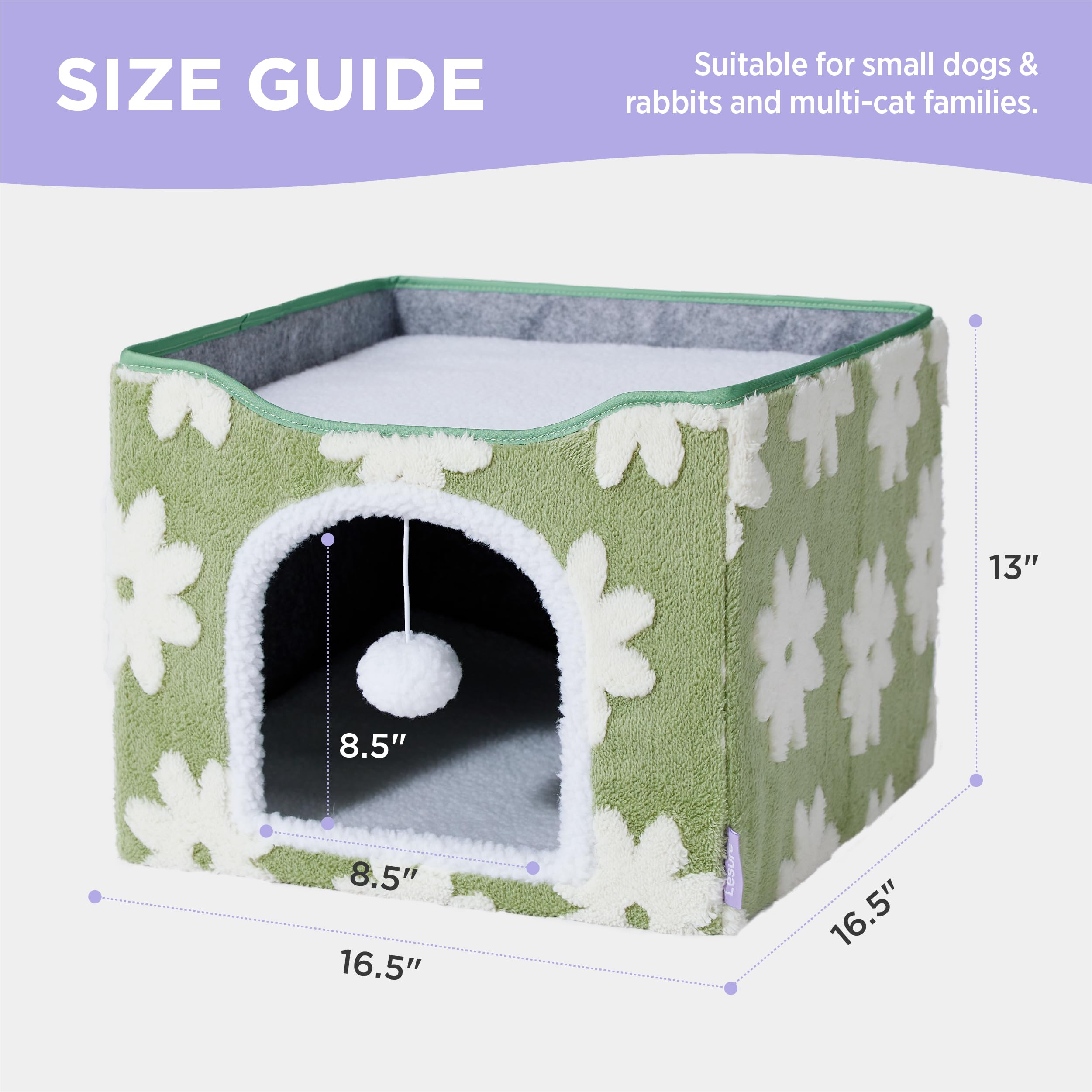 LE SURE fluffy hanging ball image showcases interactive play feature.