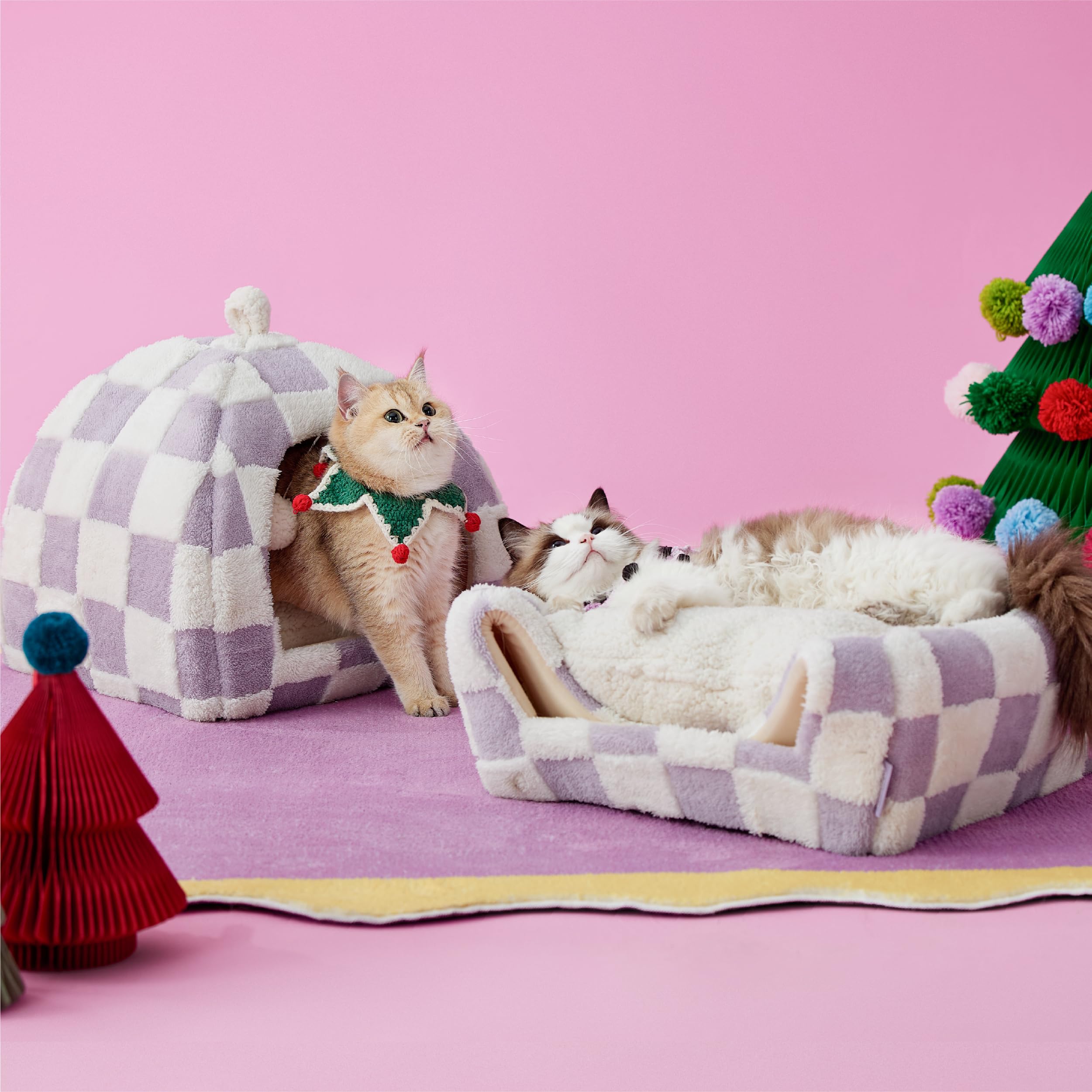 LE SURE cat bed cave interior highlights snug hideaway perfect for kitten warmth