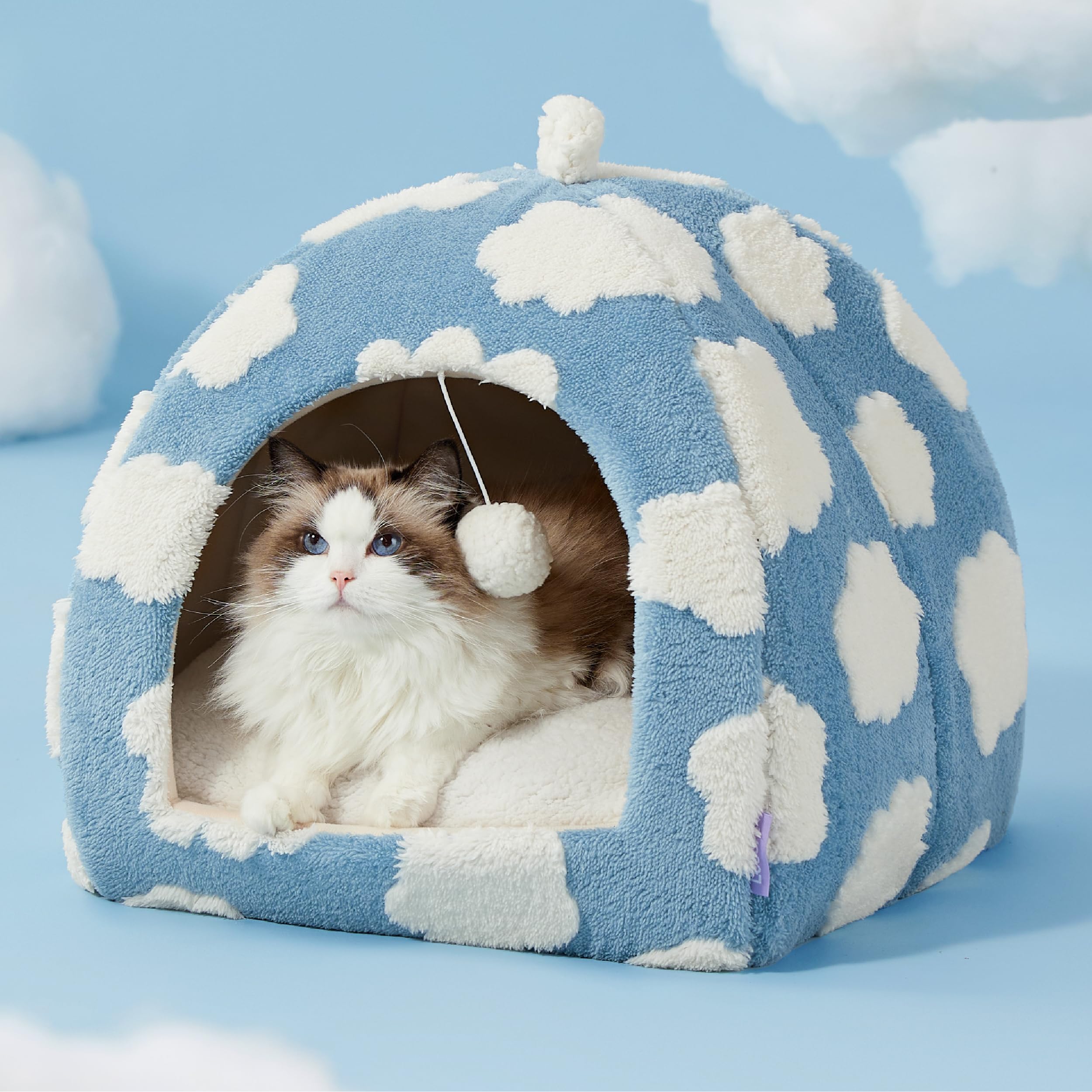 LE SURE Lesure cat bed Sherpa lining offers warm snuggly comfort during naps.