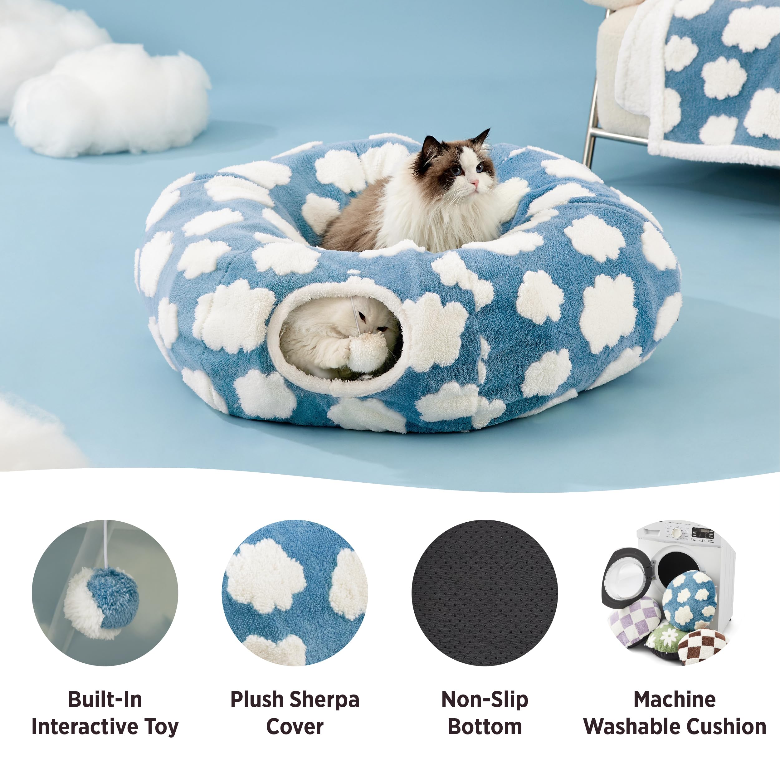 LE SURE Lesure cat tunnel bed interactive balls boost multi-cat fun.