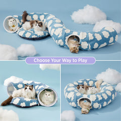 Lesure cat tunnel bed interior layout highlights hidden play space and cozy resting nook.