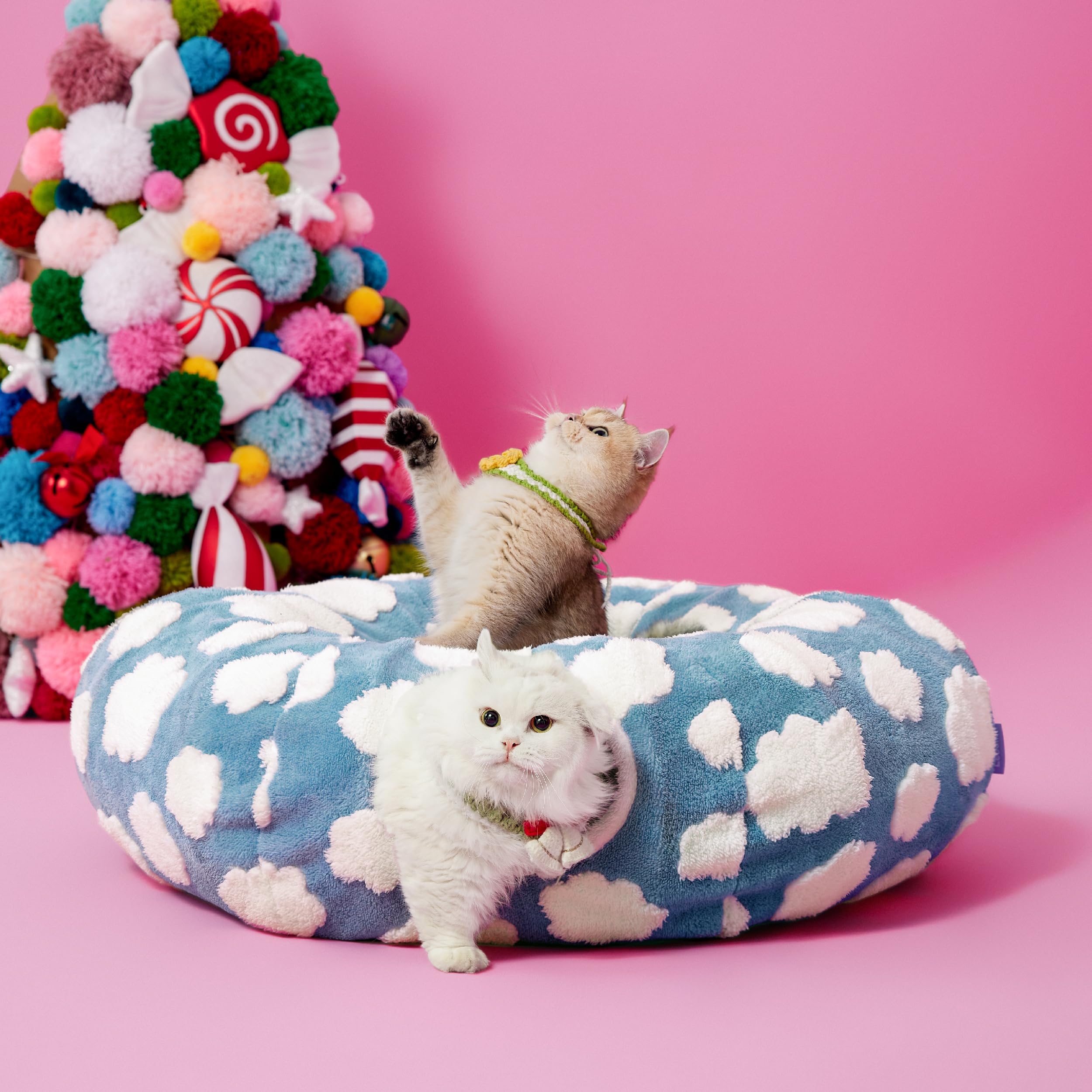 LE SURE Lesure cat tunnel bed room-style setup enhances home decor while kitty plays.