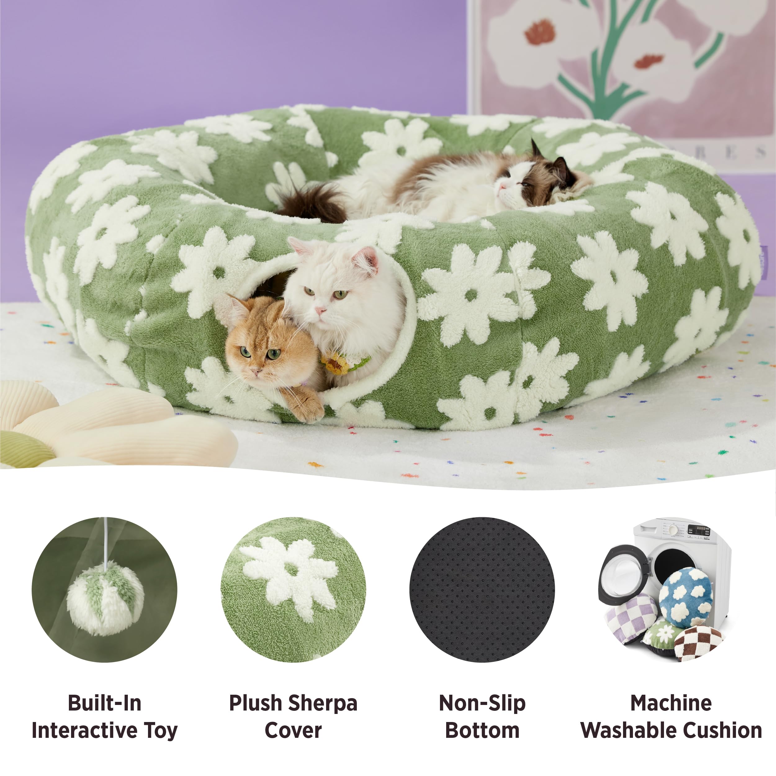 Lesure cat tunnel bed two toy balls boosts interactive felines exercise and engagement.