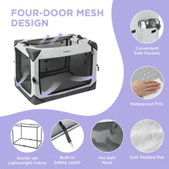 LE SURE Lesure collapsible dog crate with mesh windows for visibility and airflow