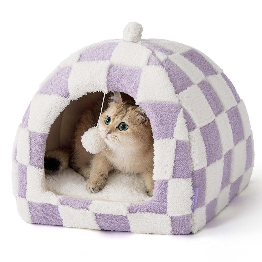 LE SURE cute cat bed front view shows a cozy sanctuary for small indoor cats