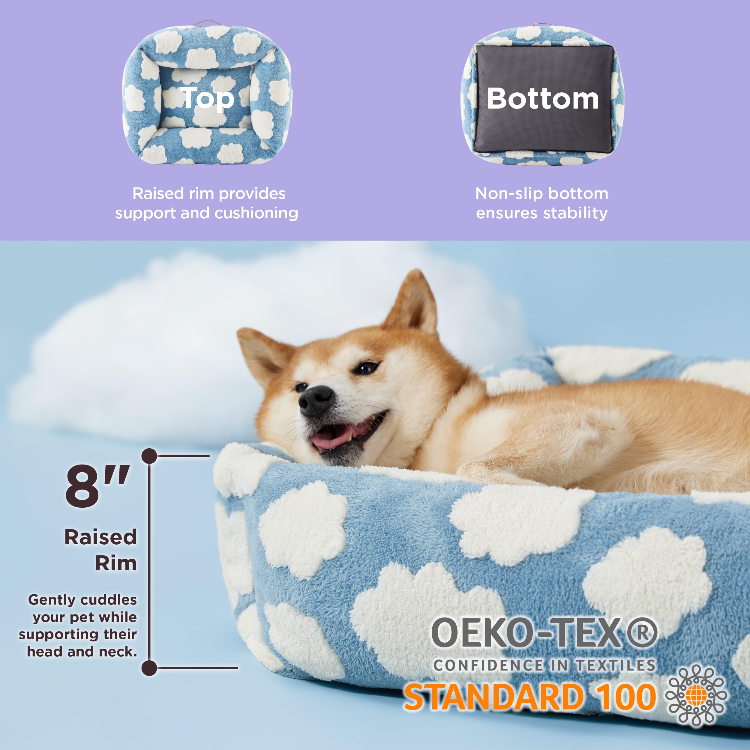 LE SURE cute dog bed close-up foam-fill texture for balanced support