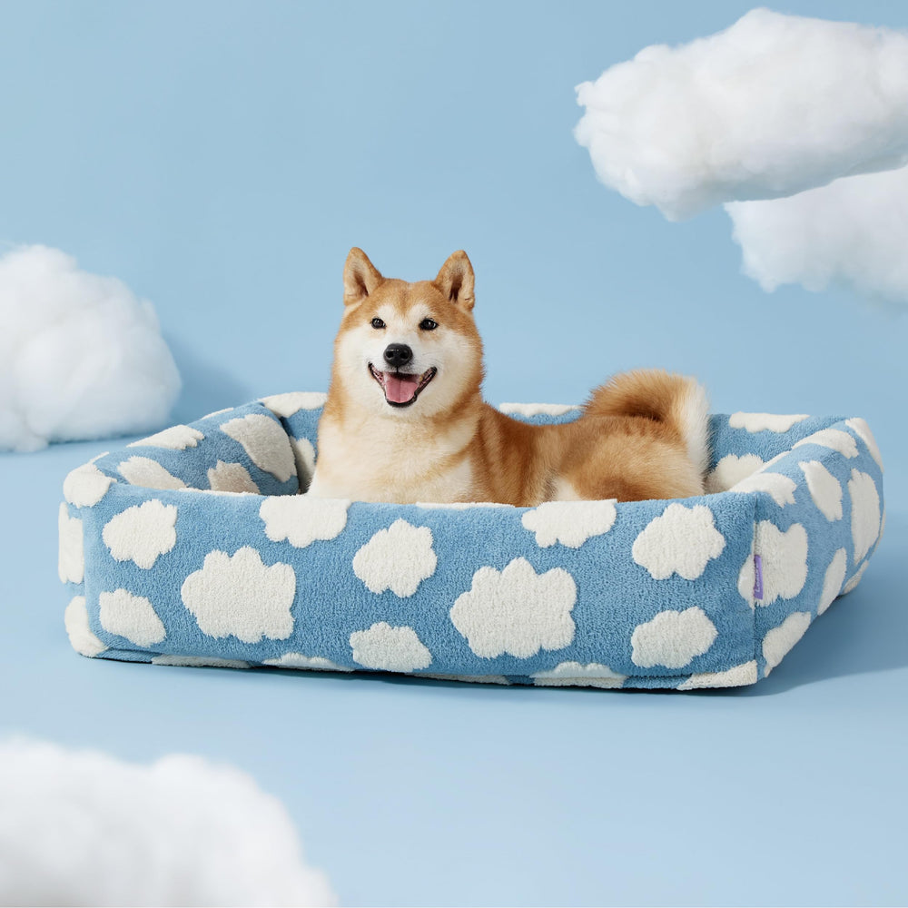 LE SURE cute dog bed jacquard plush fabric close-up for premium comfort