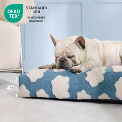 LE SURE dog bed blue close-up of shredded foam for supportive comfort