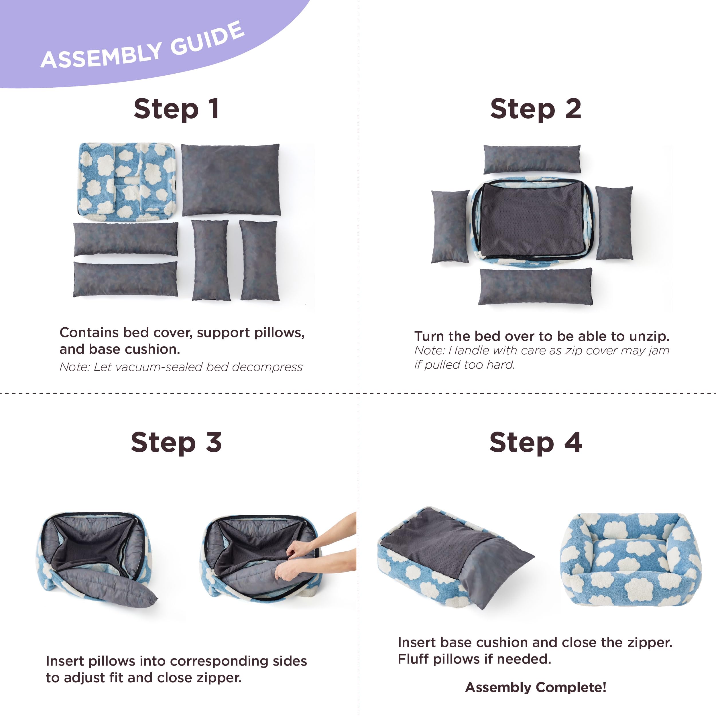 LE SURE Cute Dog Bed machine-washable cover simplifies quick cleaning after adventures