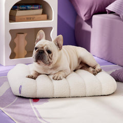 LE SURE orthopedic dog bed cream — side view featuring egg-crate foam for pressure relief.