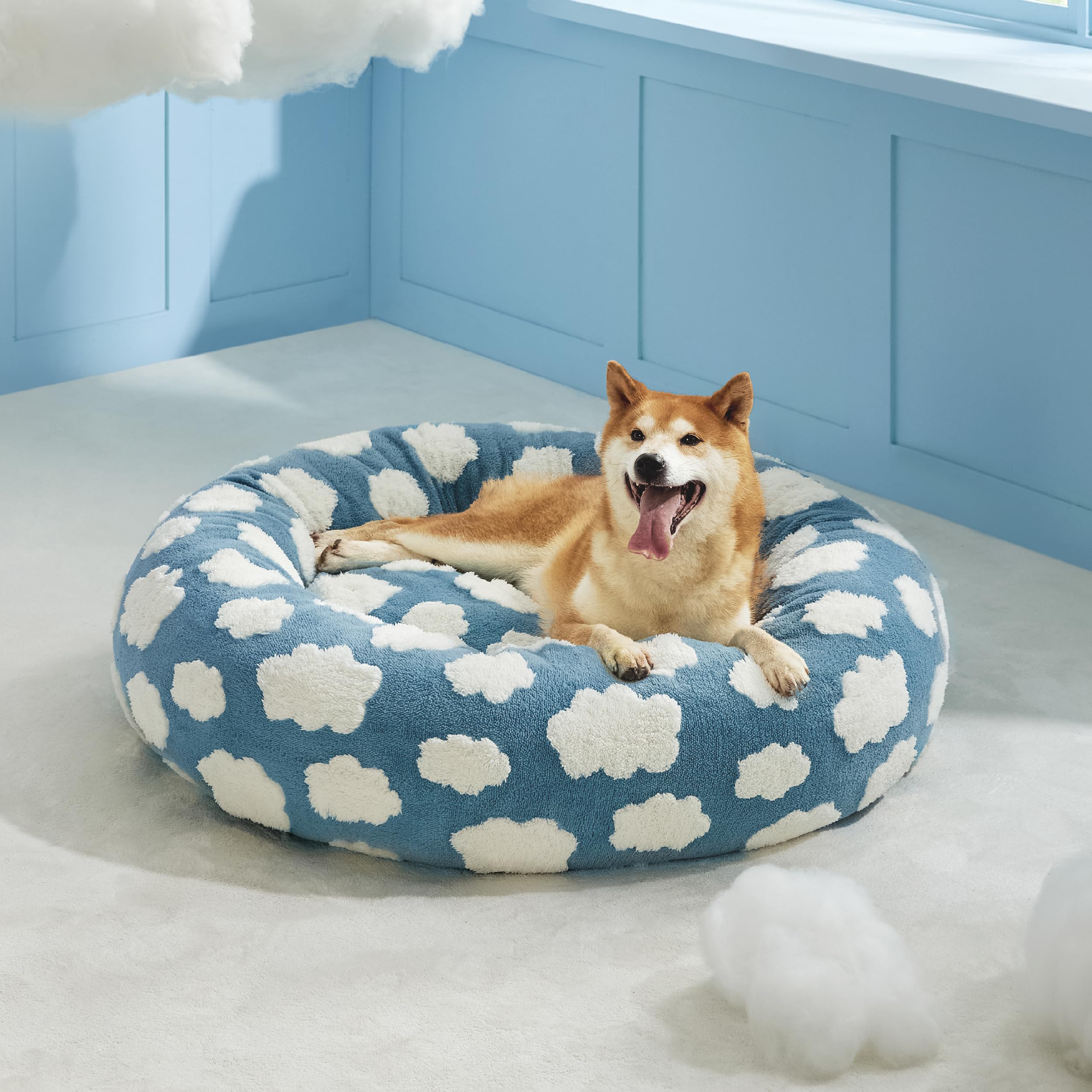 LE SURE Lesure donut bed blue stylish-room fit complements modern living spaces