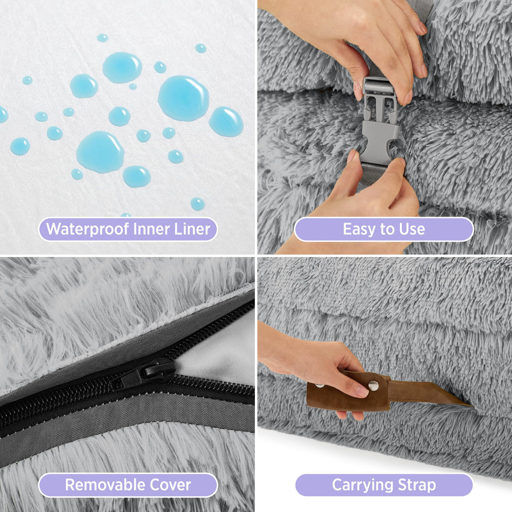 LE SURE foldable human dog bed Bolster detail with double-layer support.