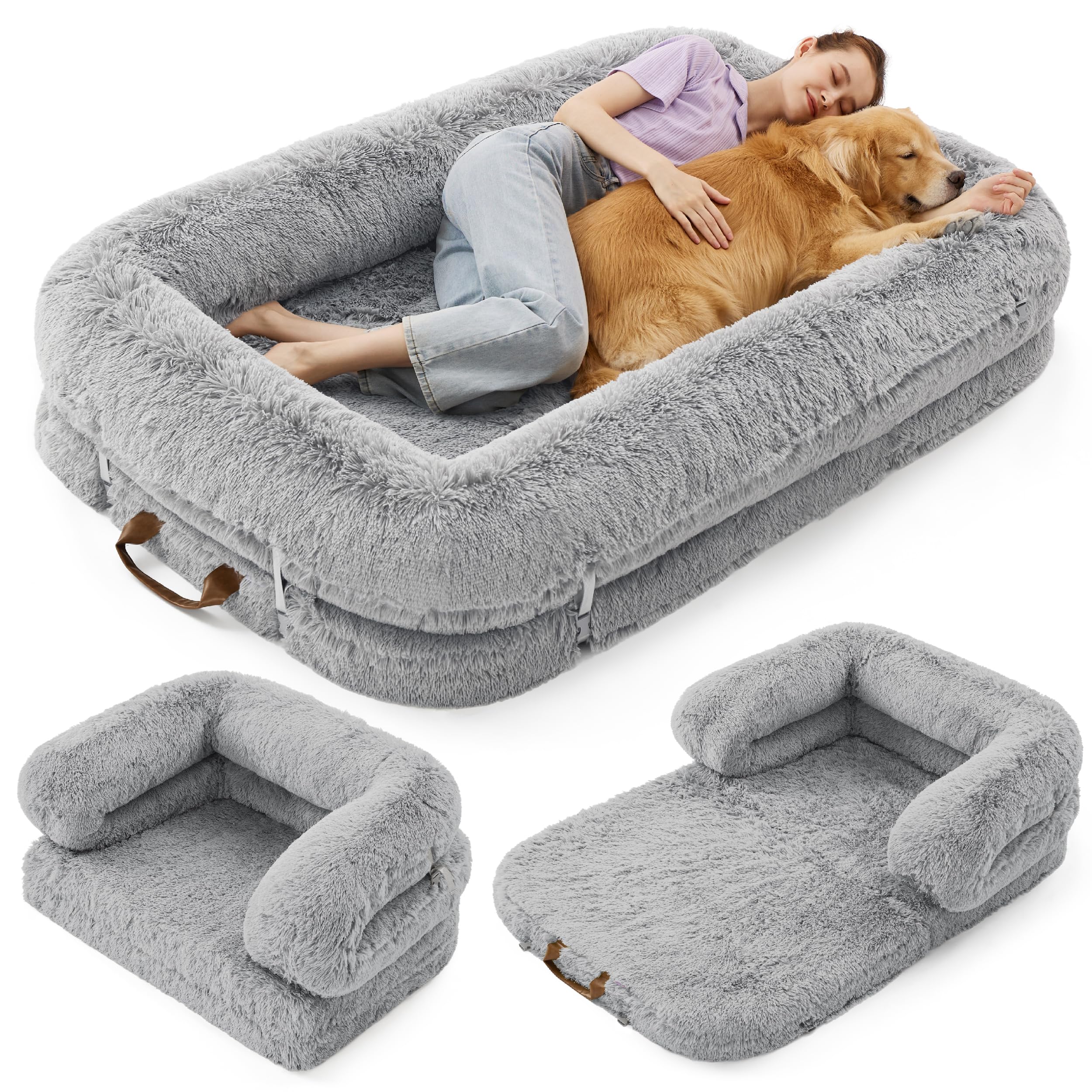 LE SURE foldable human dog bed Classic bed for cozy naps and reading.