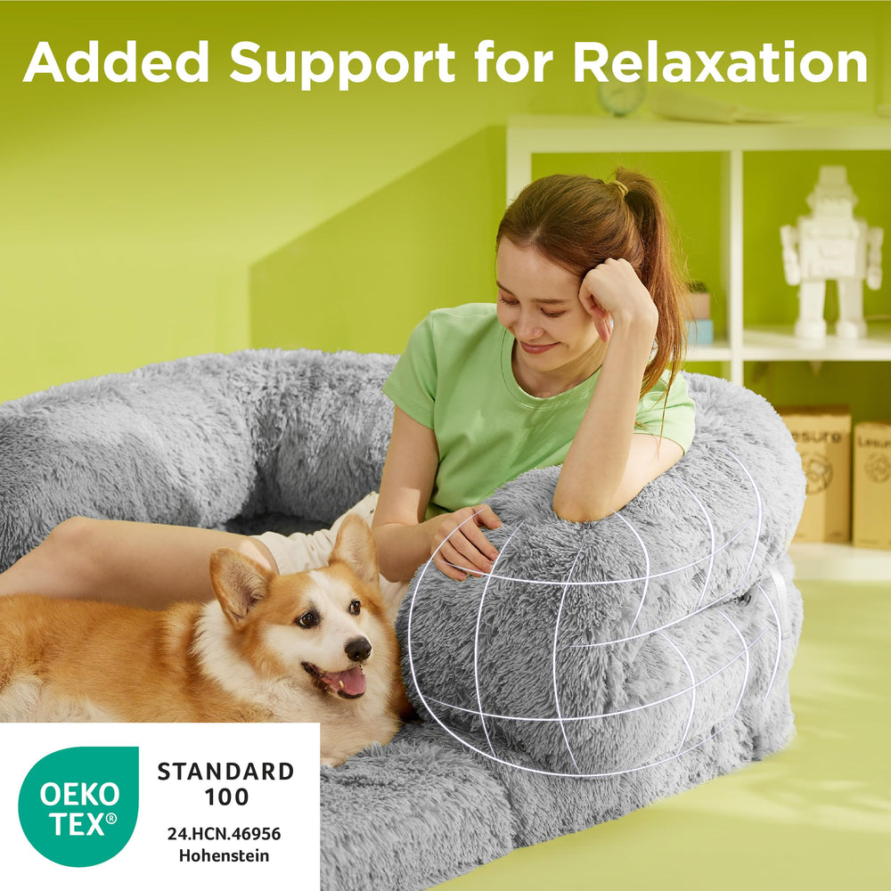 LE SURE foldable human dog bed Egg crate foam evenly distributes weight for comfort.