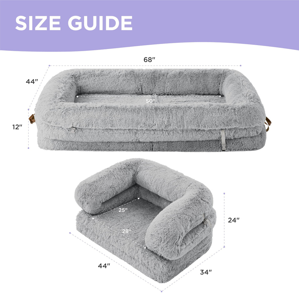 LE SURE foldable human dog bed Waterproof cover protects foam and spills.