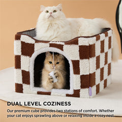 LE SURE Indoor Cat Beds Kitten House bottom den illustrates a cozy hidden retreat.