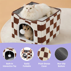 LE SURE Indoor Cat Beds Kitten House hanging ball image showcases interactive play.