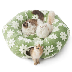 Lesure large cat tunnel bed cushion closeup highlights plush softness and cozy warmth for pets.