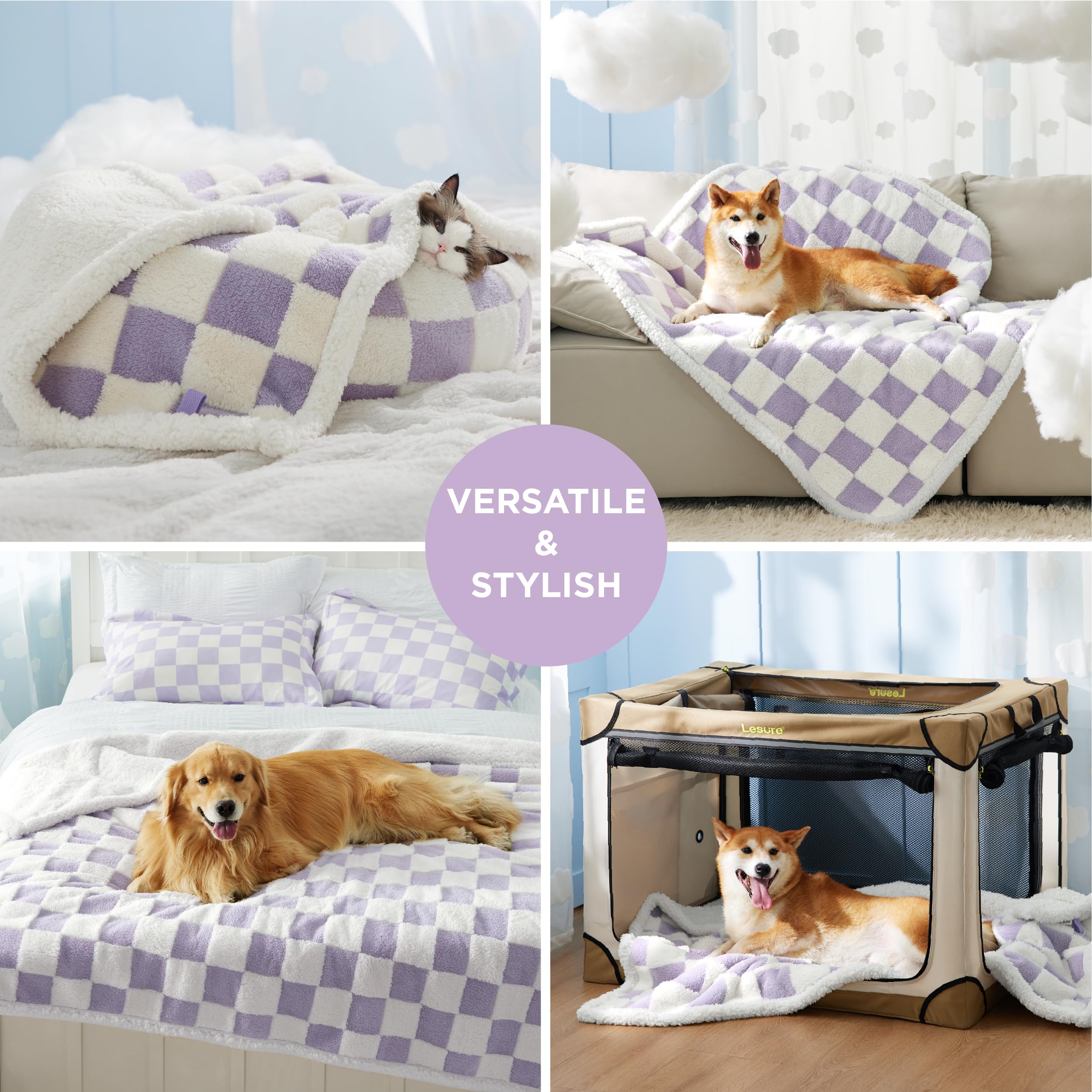 LE SURE durable-edge stitching on blanket—long-lasting pet protection and wear.