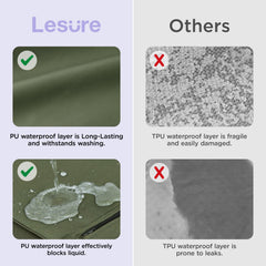 LE SURE removable washable cover demonstrates easy cleaning for busy owners.