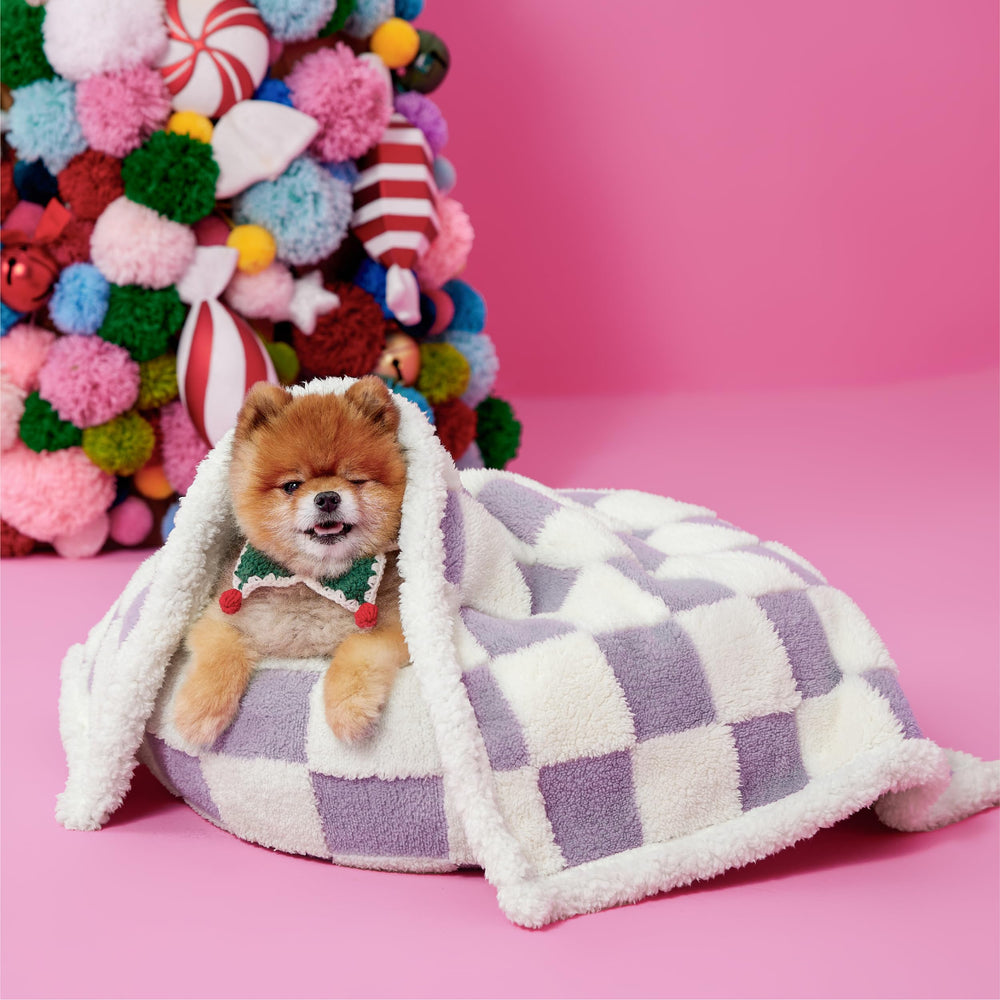 LE SURE waterproof puppy blanket purple reversible sherpa side—soft warmth for cuddles.