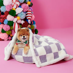 LE SURE waterproof puppy blanket purple reversible sherpa side—soft warmth for cuddles.