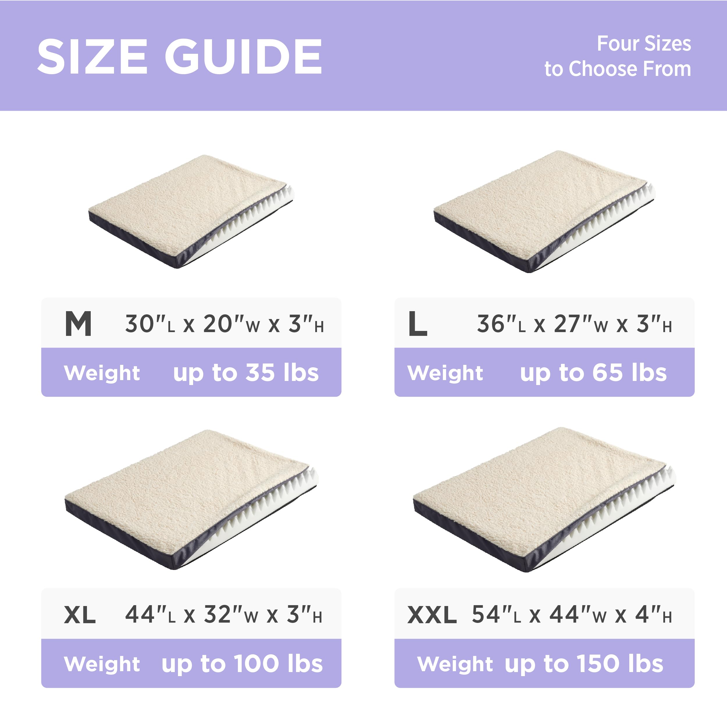 LE SURE XXL 54x44x4-inch dog bed cover fits large orthopedic mats.