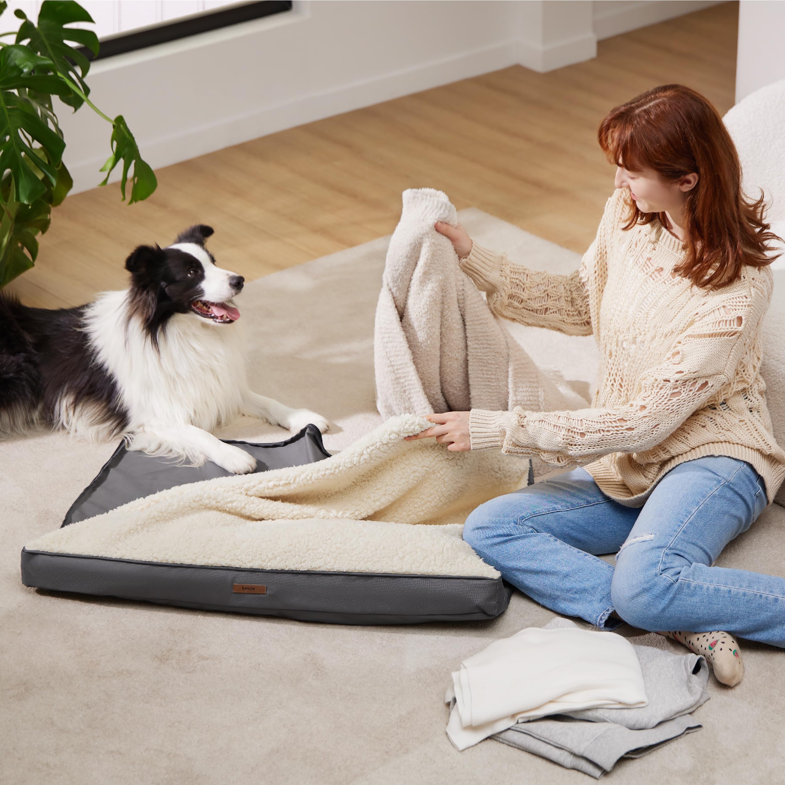LE SURE XXL cool-side Oxford fabric dog bed cover for breathable comfort.