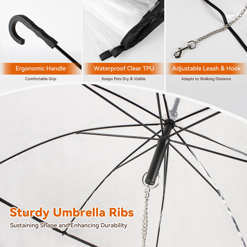 LESYPET clear-umbrella-view highlights visibility for you and dog during rainy walks