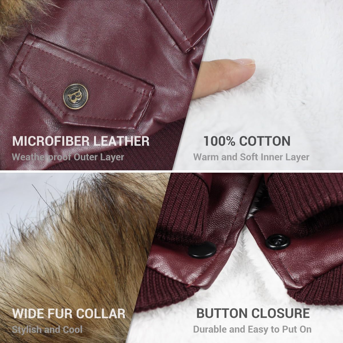 LESYPET dog jacket fleece lining provides soft warmth for outings.