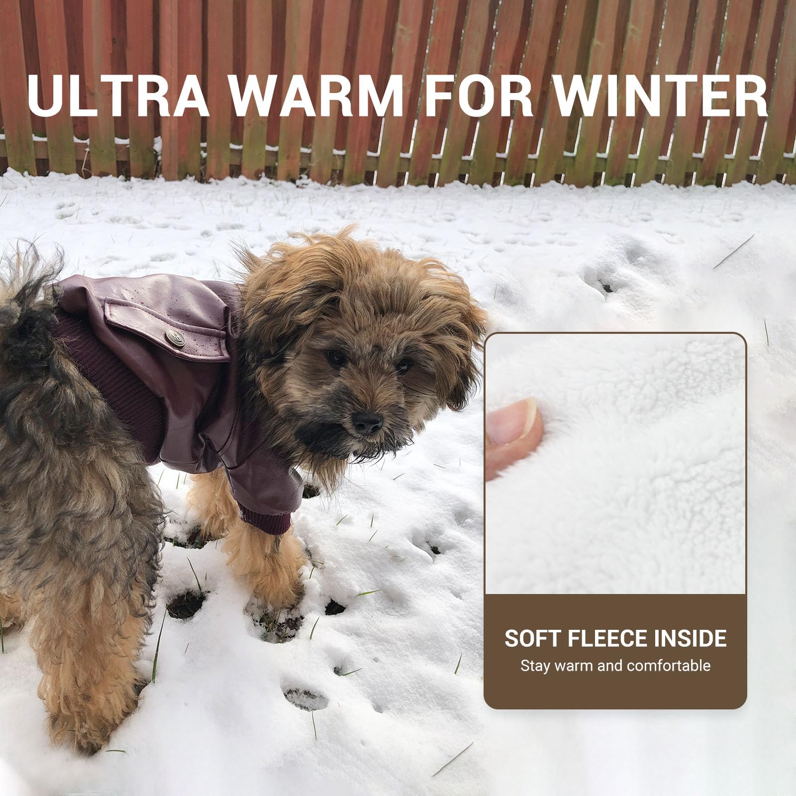 LESYPET dog leather jacket waterproof material emphasizes protection in wet weather.