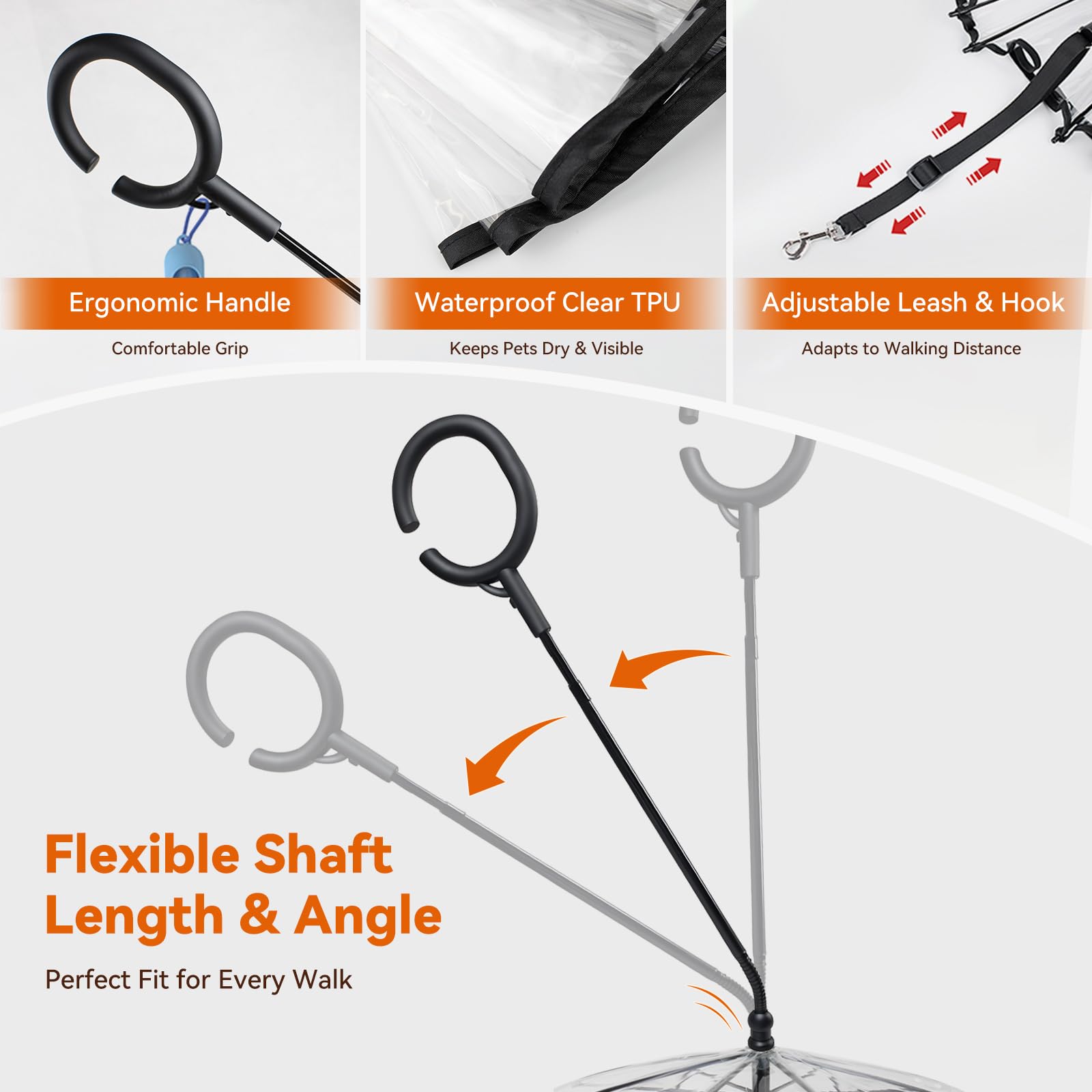 LESYPET ergonomic C-shape handle reduces arm fatigue during pet walks.