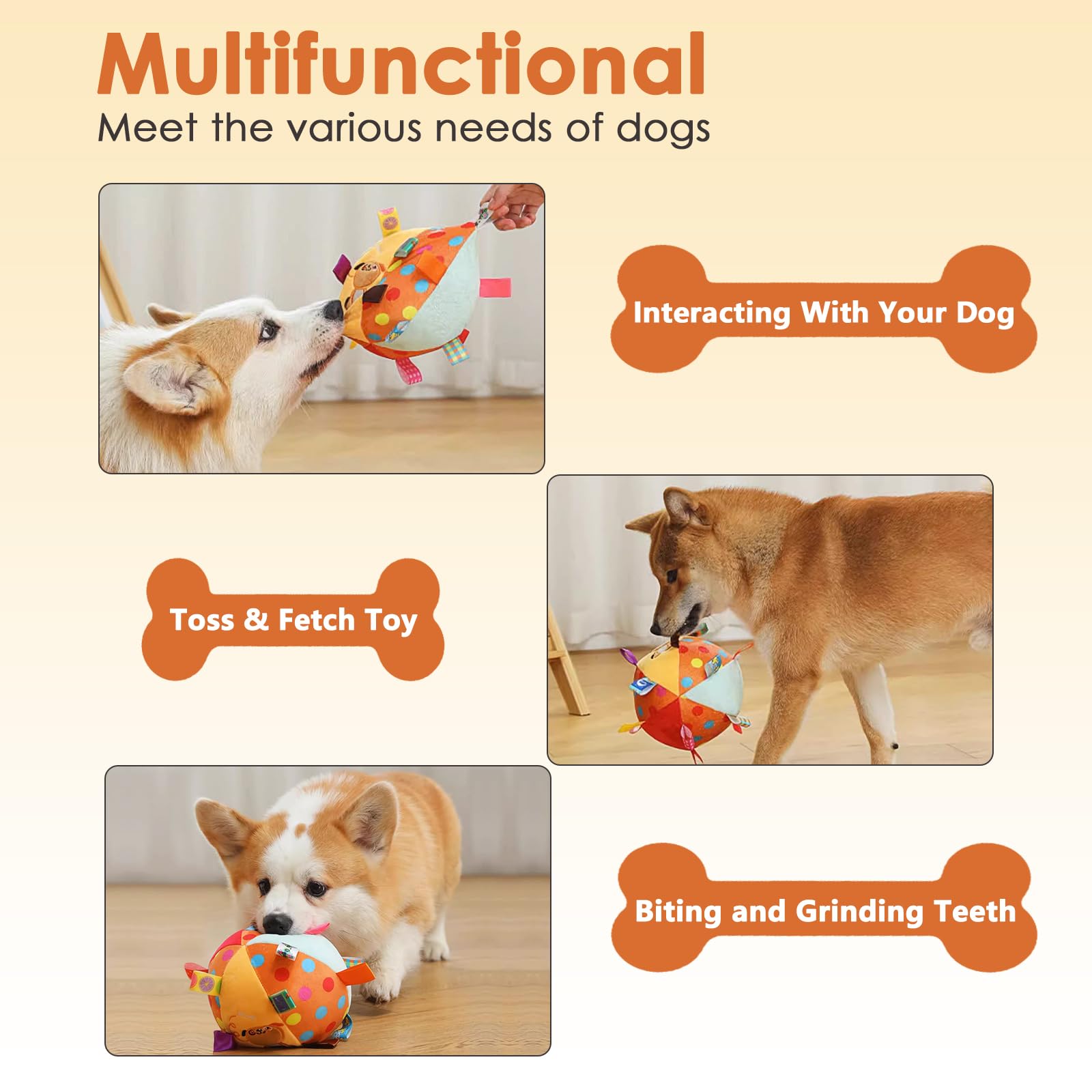 Letalong 6-inch plush ball designed for all breeds