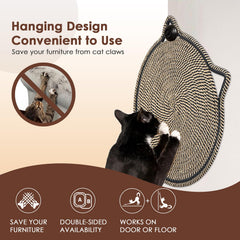 Letalong cat scratcher mat hanging ear view emphasizes hanging option for easy deployment.