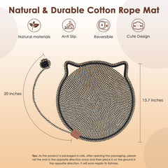 Letalong cat scratcher mat round side view demonstrates durable one-piece design.