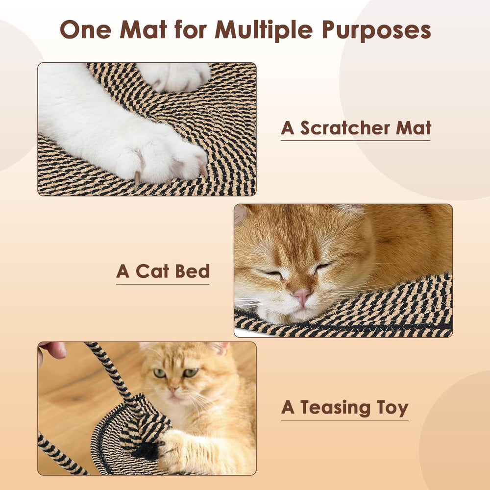 Letalong cat scratcher mat woven texture highlights durability and easy cleaning.