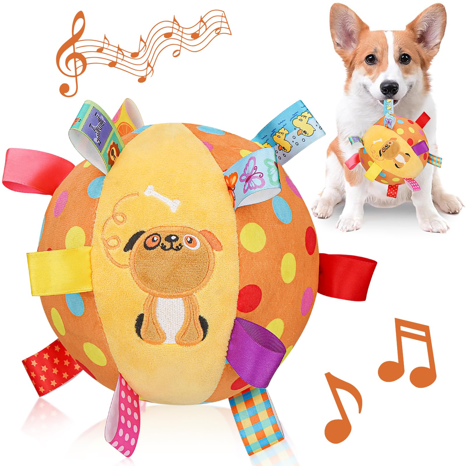 Letalong dog squeaky plush toy with built-in bell for engaging play