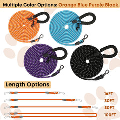 Leterno long leash 30ft with lockable bone hook enables extended exploration during walks
