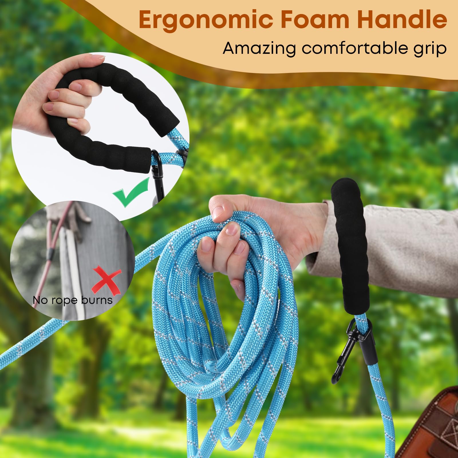 Leterno long leash reflective night safety promotes visibility in low light for dogs