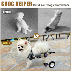 LetPetRun dog wheelchair side view highlighting lightweight durable frame for mobility.