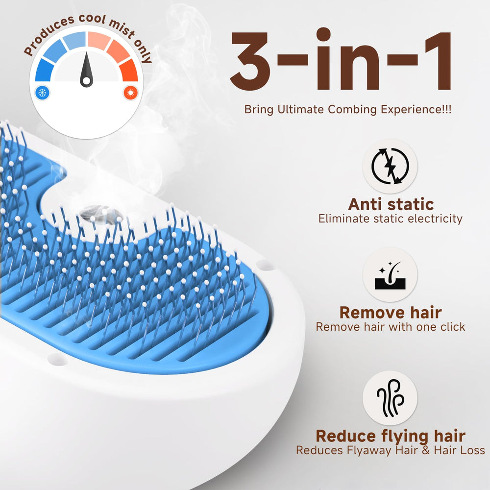 LetsFeed Pet Steam Brush cat-use highlights gentle deshedding for long-haired felines