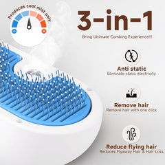 LetsFeed Pet Steam Brush cat-use highlights gentle deshedding for long-haired felines