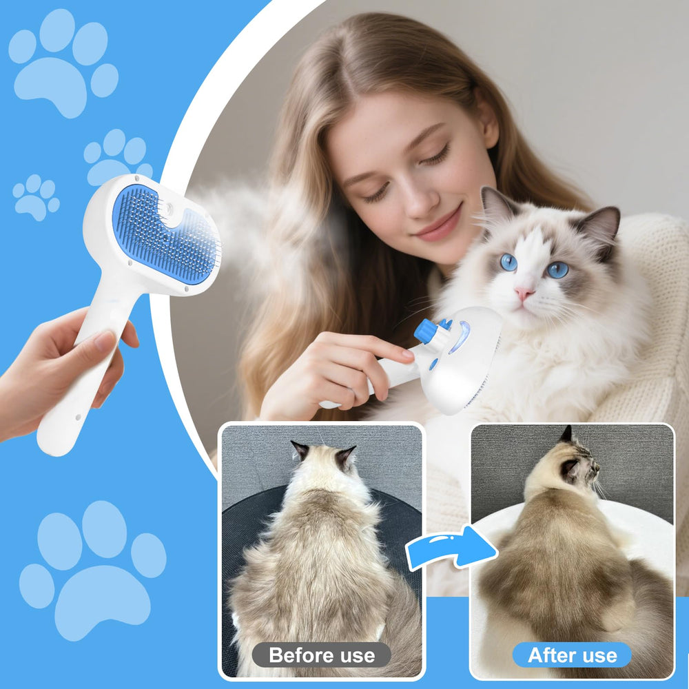 LetsFeed Pet Steam Brush full-charge week-use image suggests long battery life for regular grooming