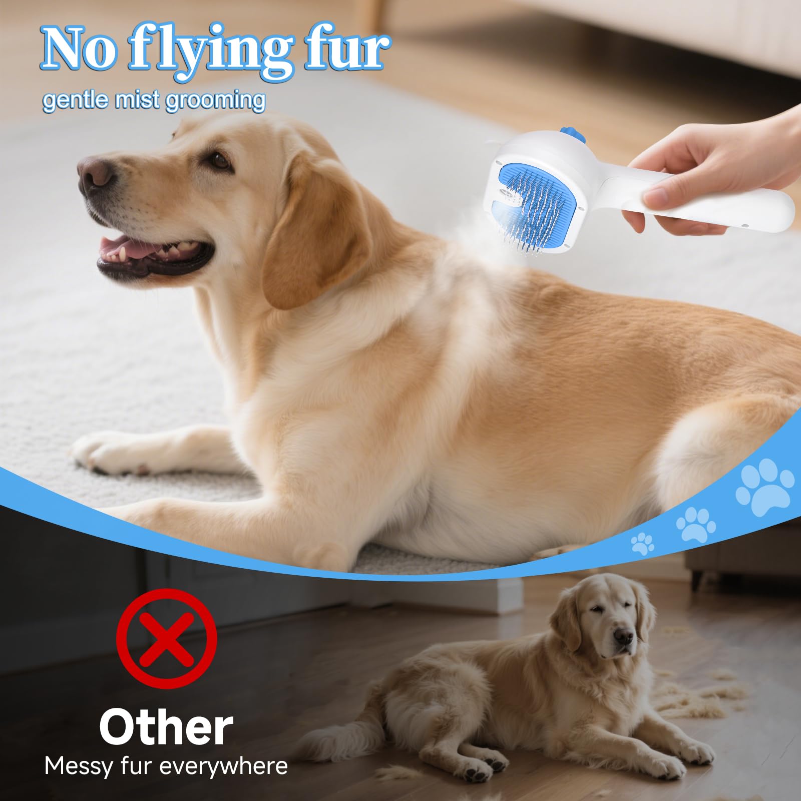 LetsFeed Pet Steam Brush compact-storage image shows easy home organization